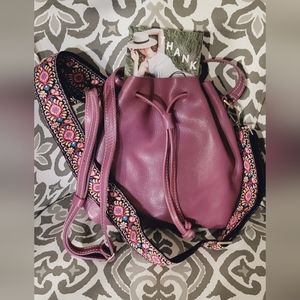 New Portland Leather Goods large crossbody bucket and so retro strap